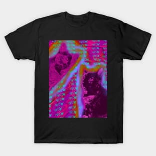 Halftone Cat V18 (Meow Background) T-Shirt